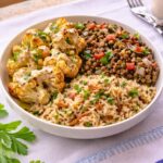 Cauliflower & tahini, Lentils & Rice